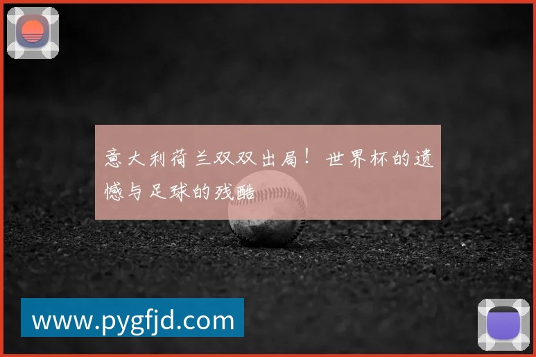 意大利荷兰双双出局!世界杯的遗憾与足球的残酷